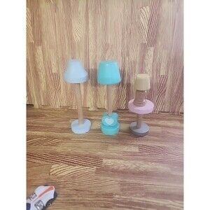 KidKraft Wooden Dollhouse Pink Lamps and Stool